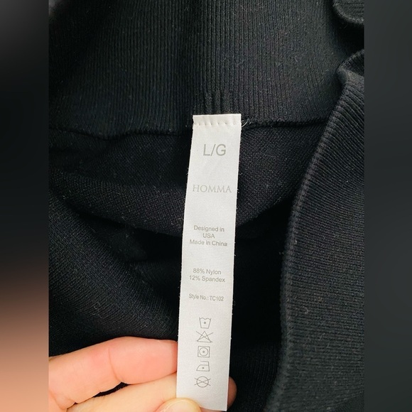 HOMMA Large Active High Waist Tummy Compression Legging TC102 Black Spandex - Picture 4 of 9